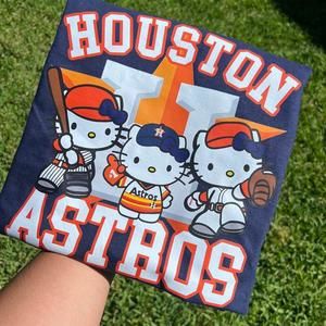 Houston Astros Unisex Shirt Retro Baseball Mlb Astros Team Hello Kitty T-Shirt